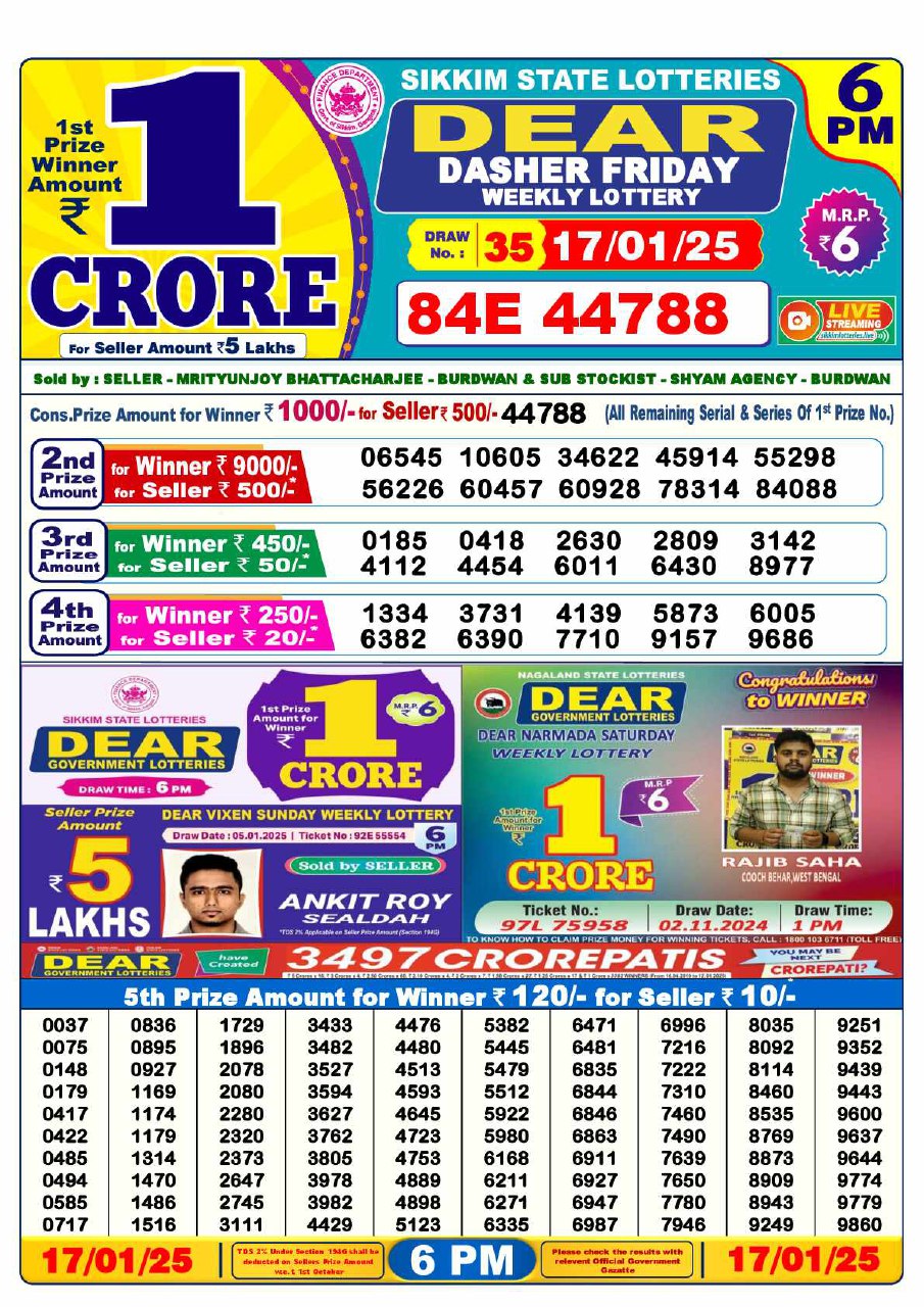 Lottery Sambad 6 PM Result