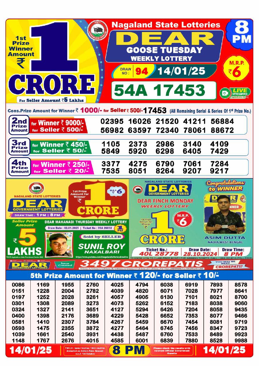 8 PM Lottery Result