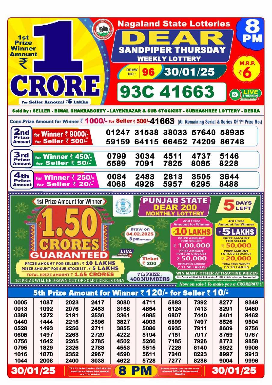 Lottery Sambad 8 PM Result