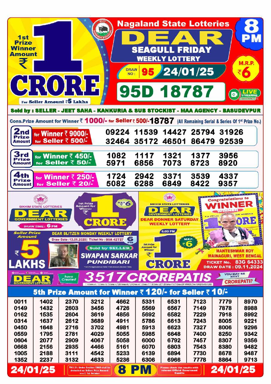 8 PM Lottery Result