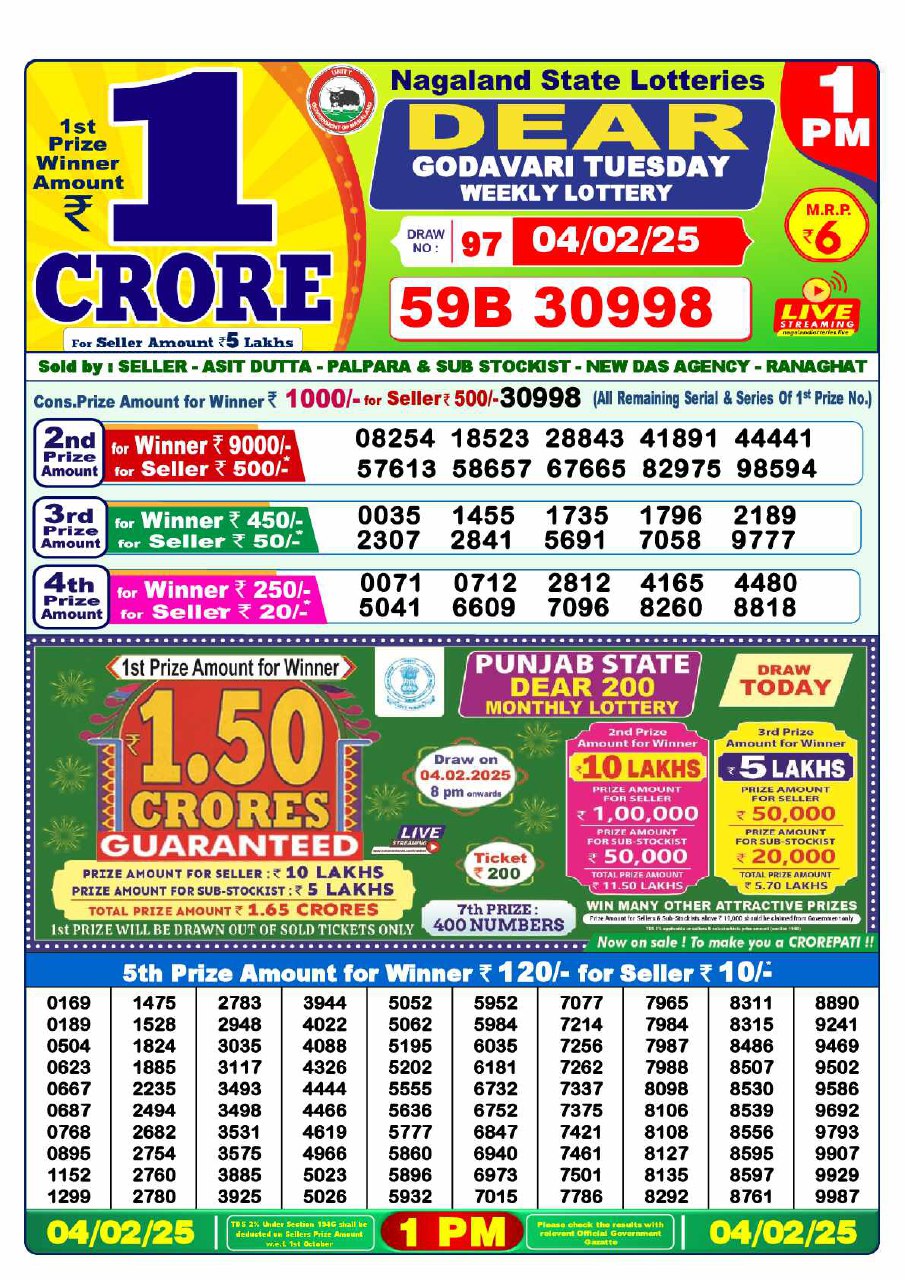 1 PM Lottery Result