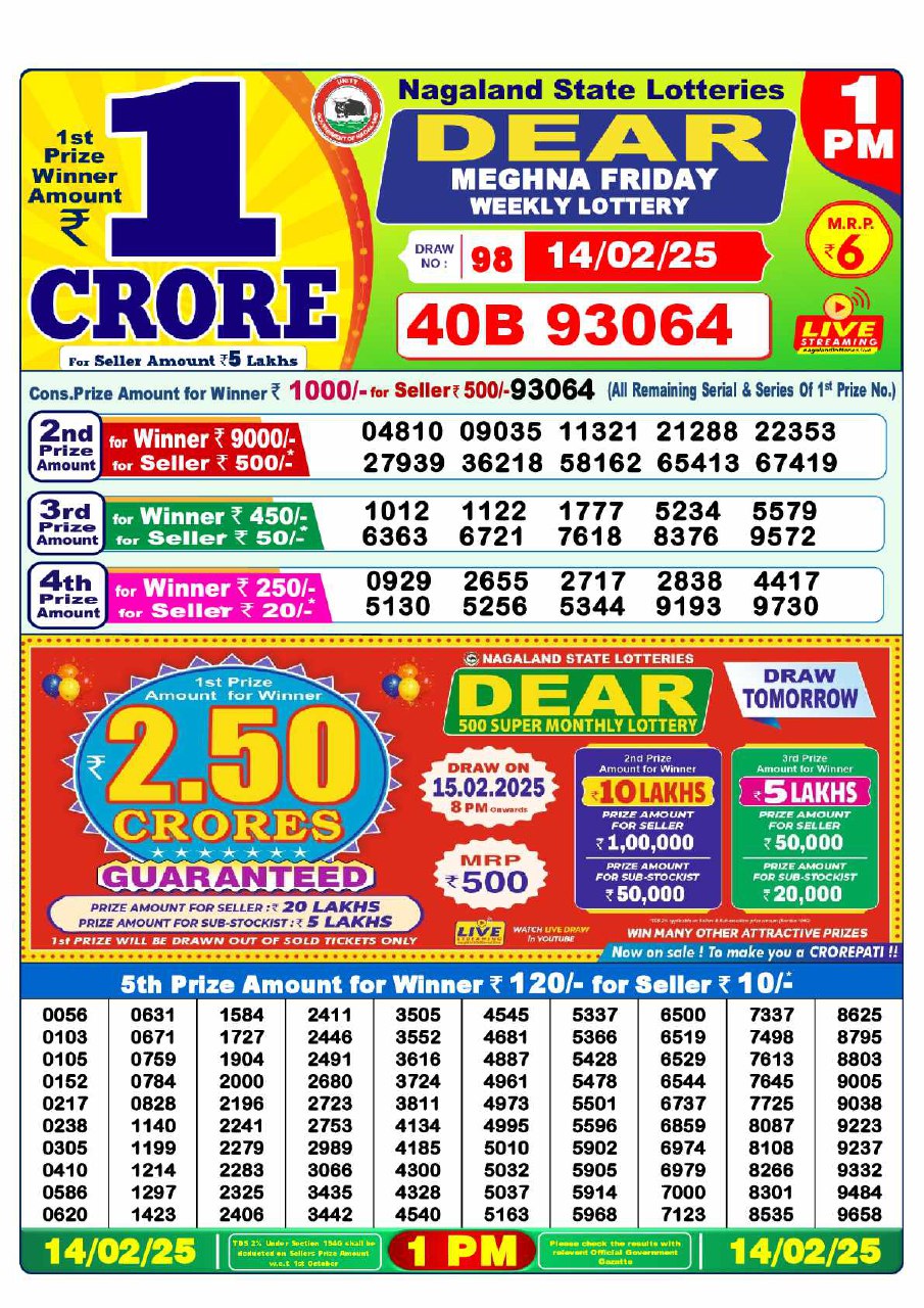 1 PM Lottery Result