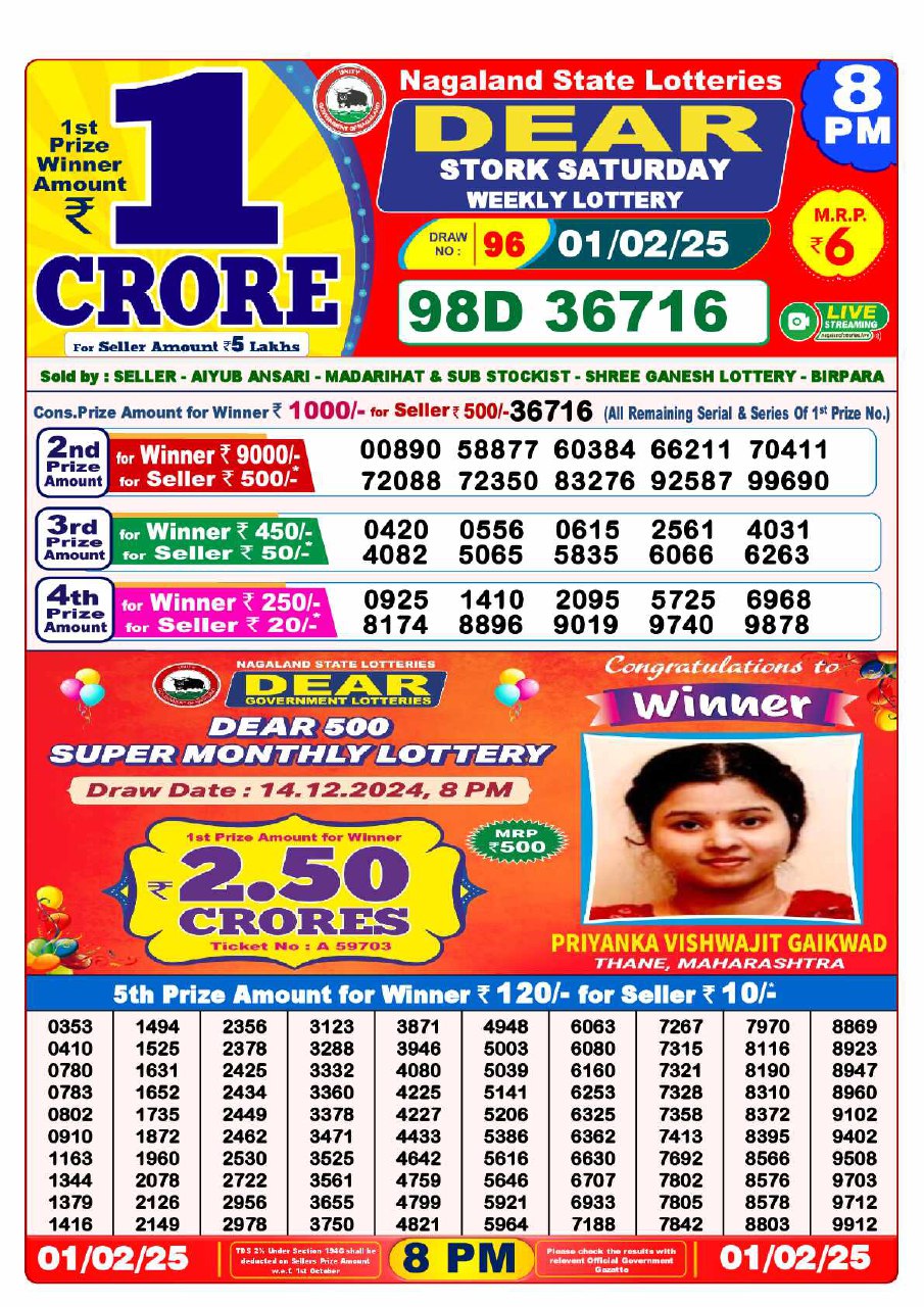 8 PM Lottery Result