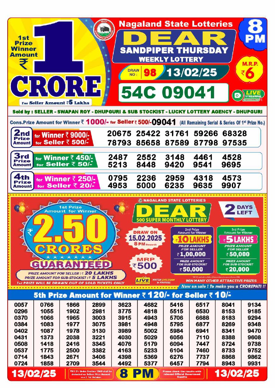 8 PM Lottery Result