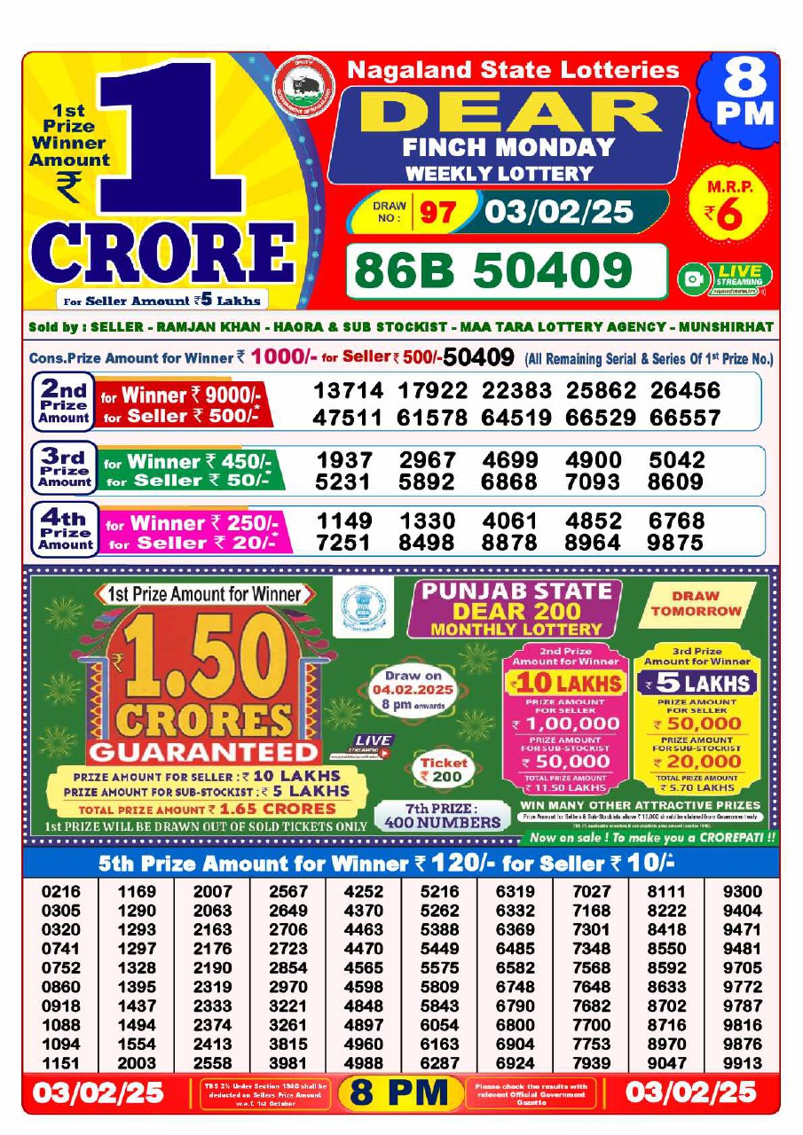 8 PM Lottery Result