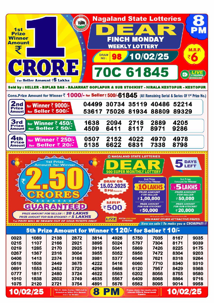 8 PM Lottery Result